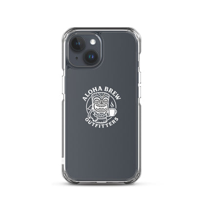 Matte black iPhone case with Aloha Brew logo