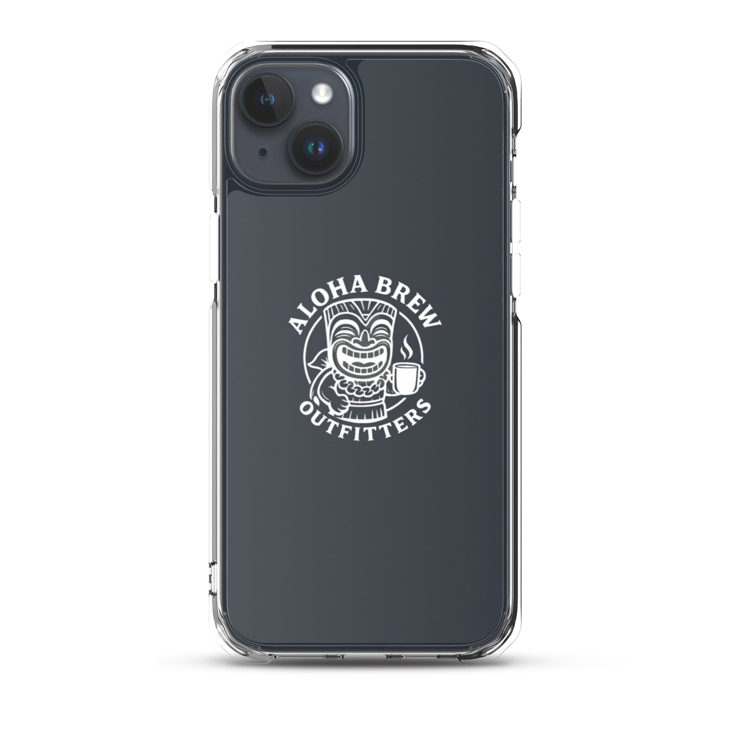 Matte black iPhone case with Aloha Brew logo