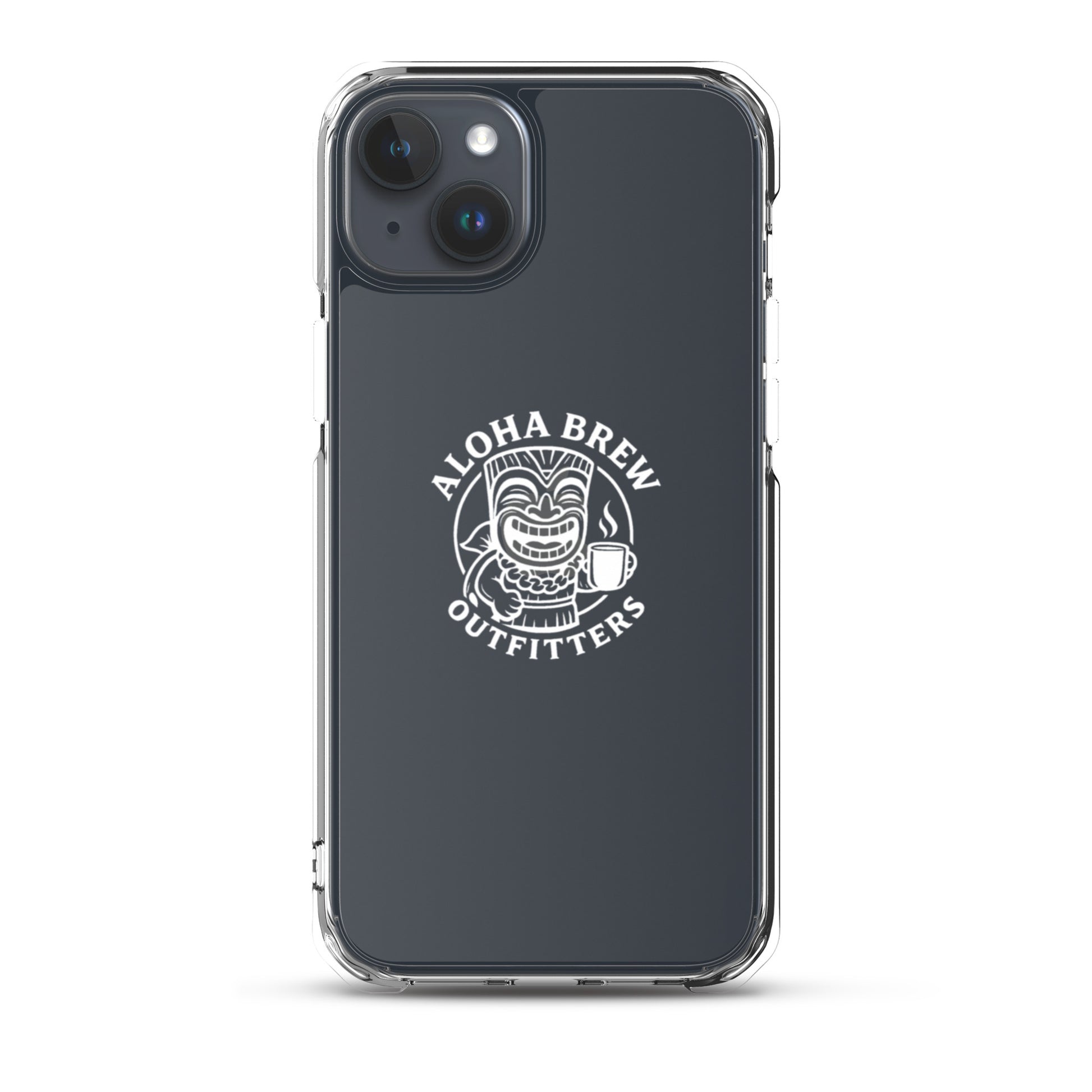 Matte black iPhone case with Aloha Brew logo