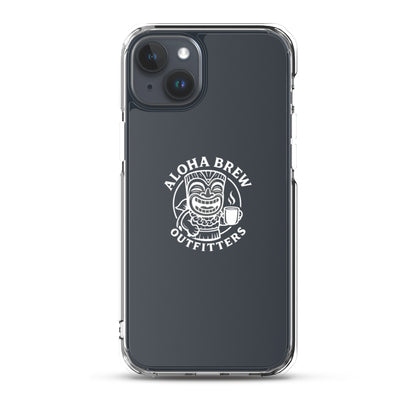 Matte black iPhone case with Aloha Brew logo
