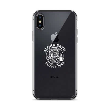 Matte black iPhone case with Aloha Brew logo