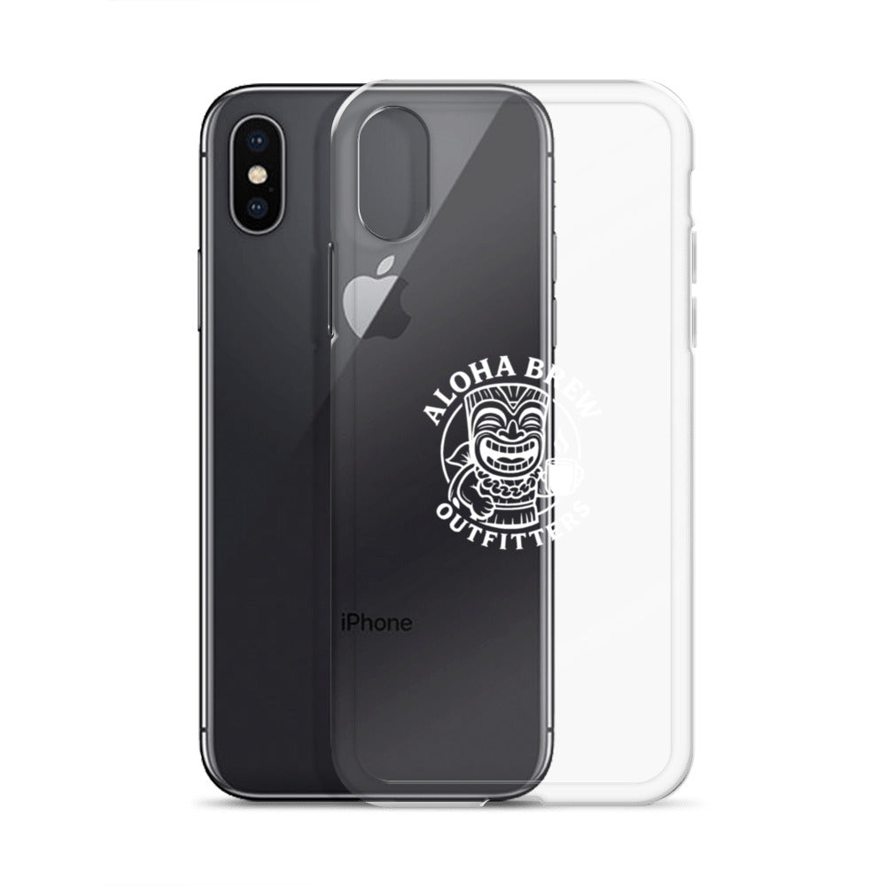 Matte black iPhone case with Aloha Brew logo