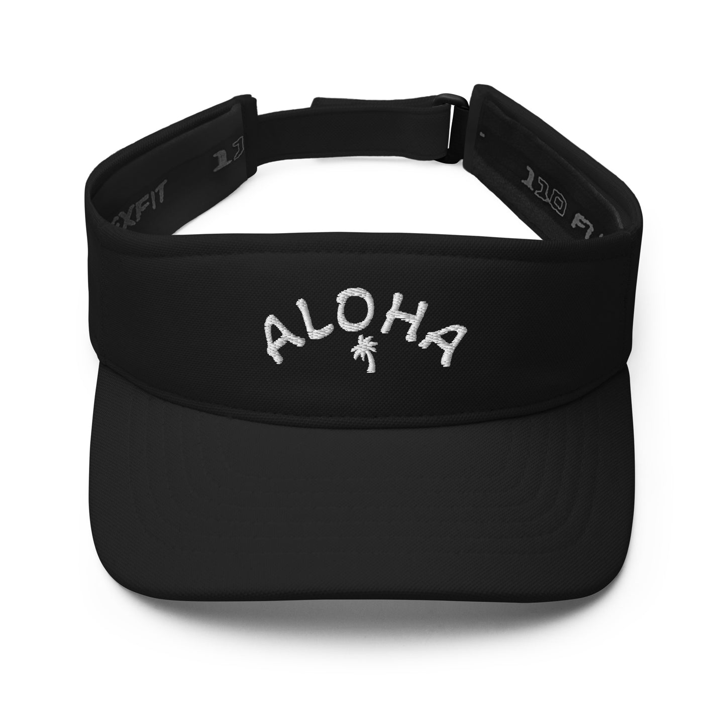 Black Aloha performance visor hat front view