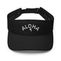 Black Aloha performance visor hat front view