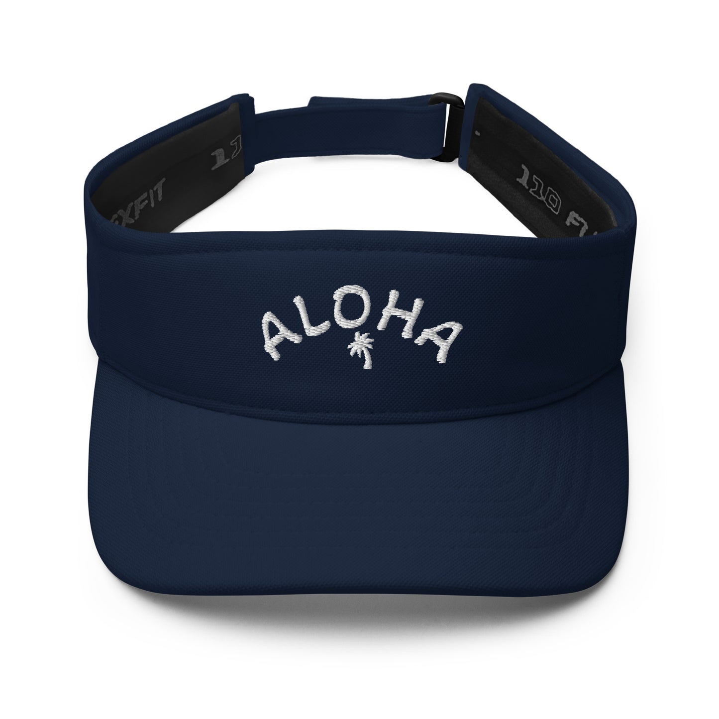 Blue adjustable sun visor cap with embroidered logo