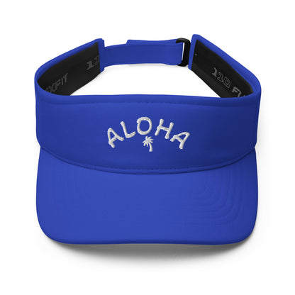 Blue adjustable sun visor cap with embroidered logo