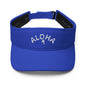 Blue adjustable sun visor cap with embroidered logo